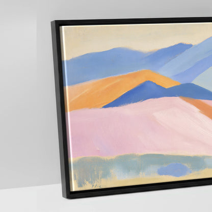 Lavender Mountain Horizon - artwork detail in a black float frame