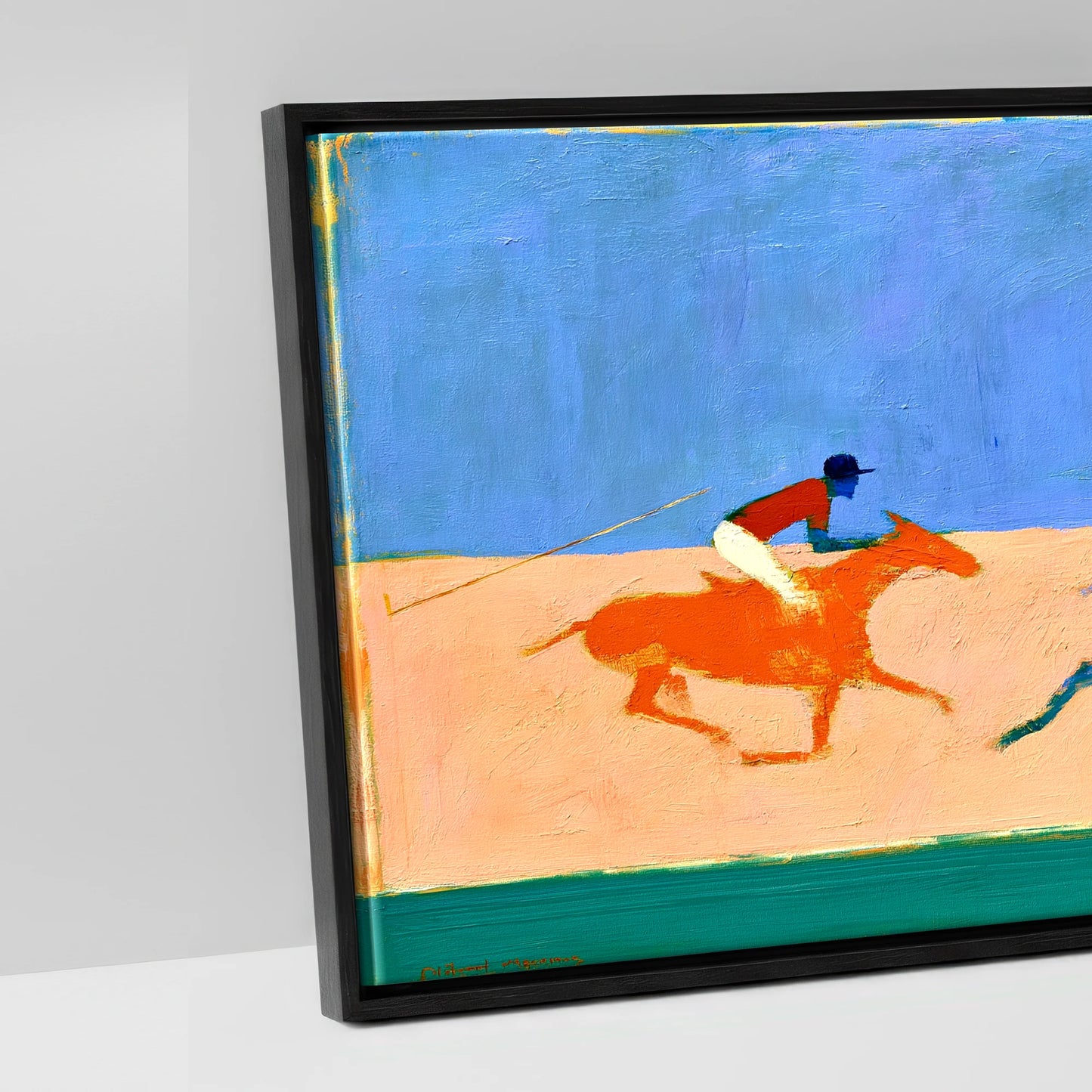 Colours of the Chukka - artwork detail in a black float frame