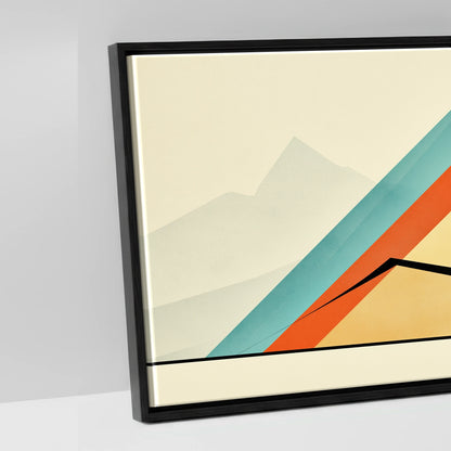 Geometric Equine Horizon - artwork detail in a black float frame