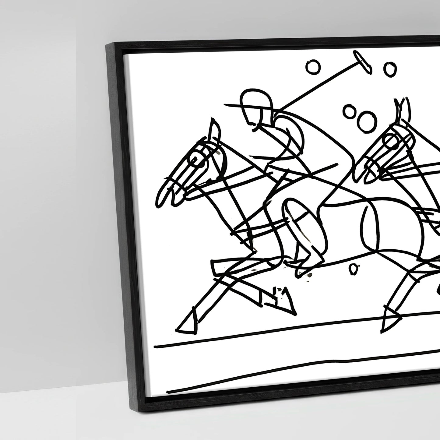 The Polo Line - artwork detail in a black float frame