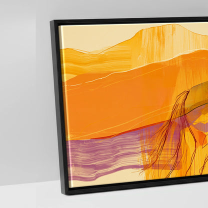 Cobalt and Amber Horizons - artwork detail in a black float frame