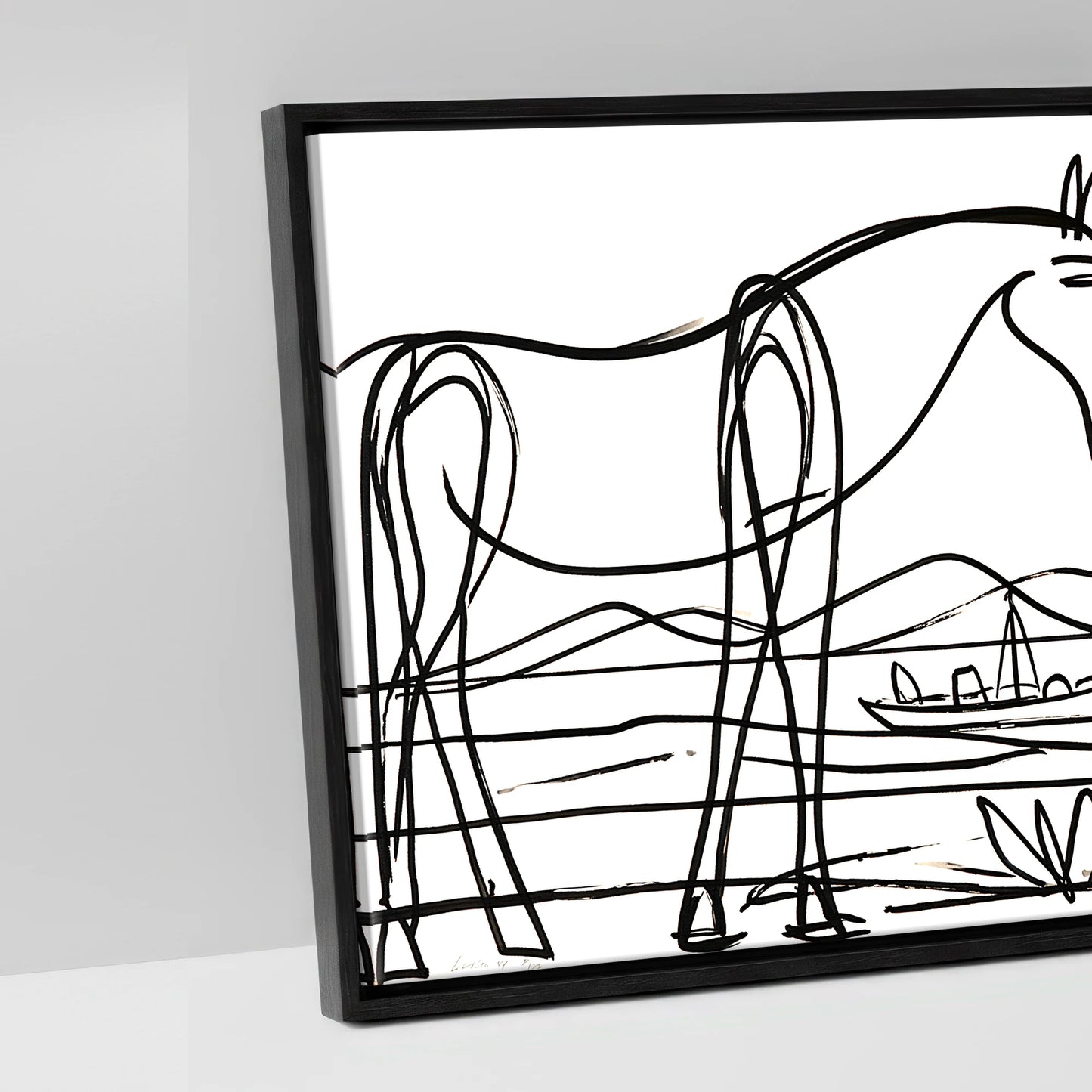 Equine Coastal Rhythm - artwork detail in a black float frame