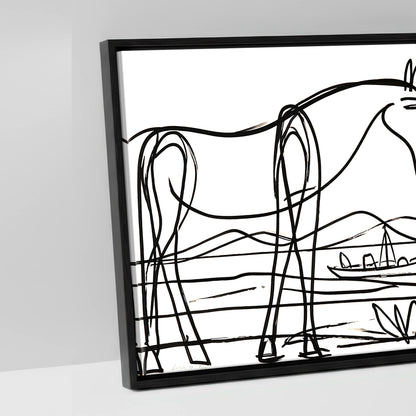 Equine Coastal Rhythm - artwork detail in a black float frame