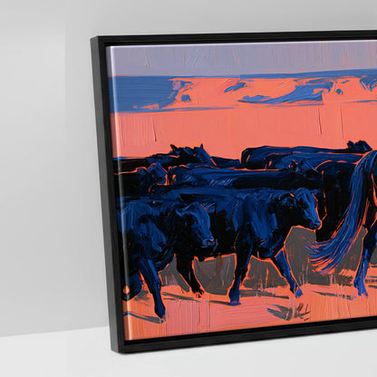 Desert Drover - artwork detail in a black float frame