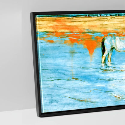 Cerulean Shoreline Greys - artwork detail in a black float frame