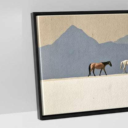 Journey Beneath Azure Peaks - artwork detail in a black float frame