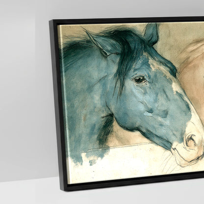 Stable Companions - artwork detail in a black float frame