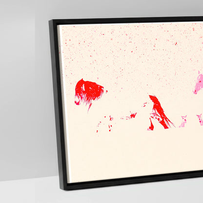 Crimson Ink Procession - artwork detail in a black float frame