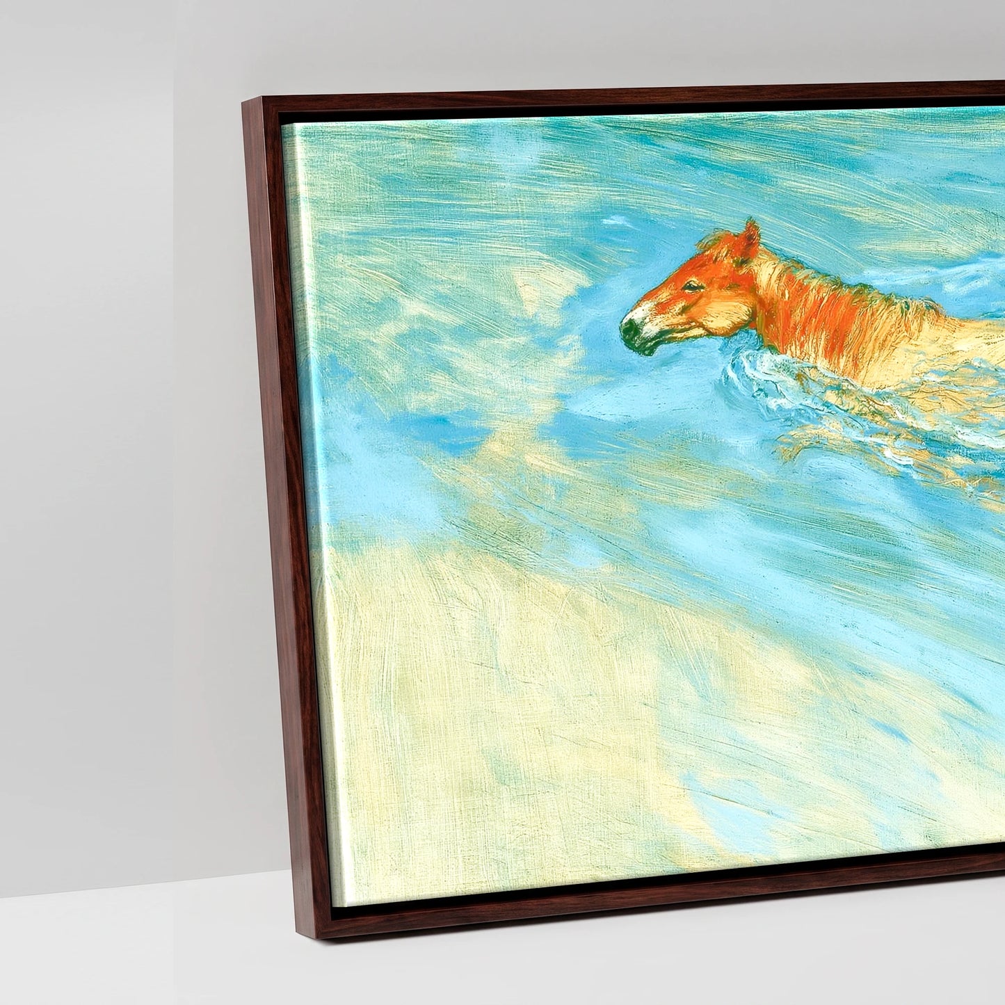 Vivid Surf Surge - artwork detail in a brown float frame