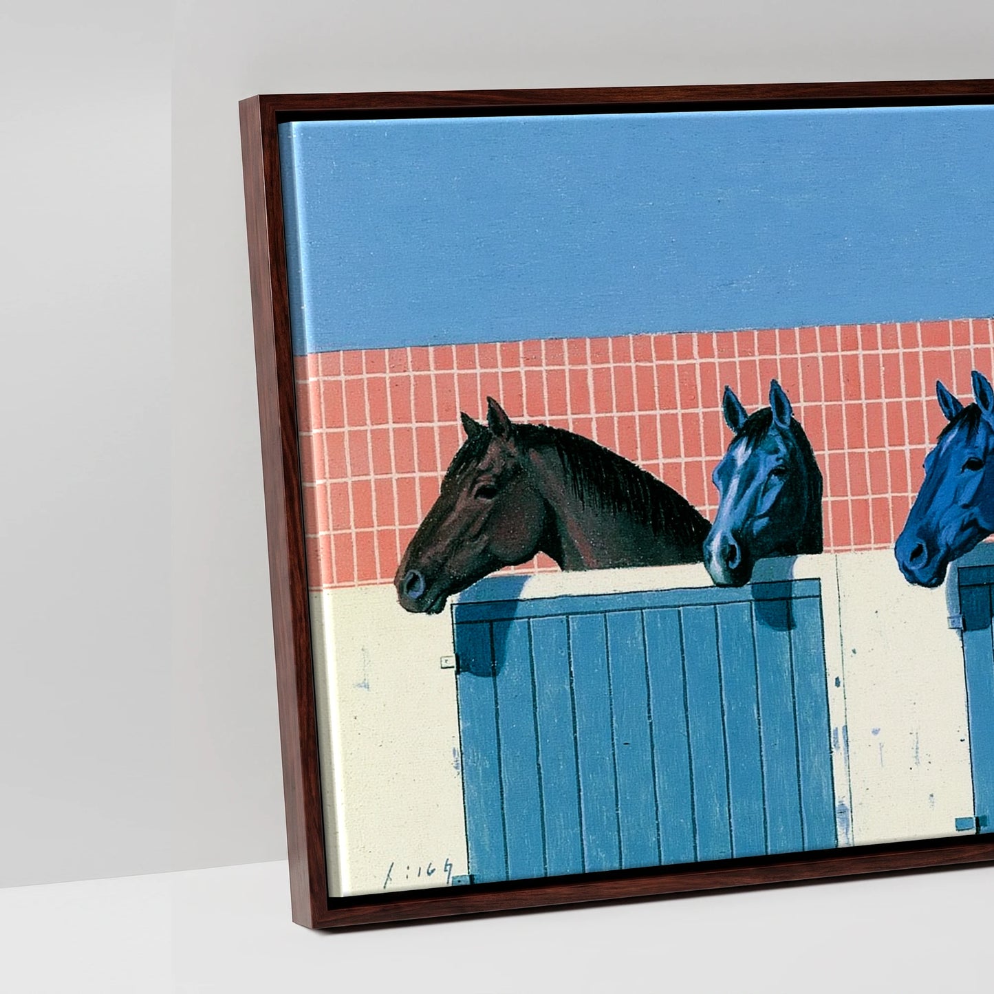 Yard Watch - artwork detail in a brown float frame