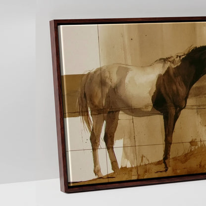 Sepia Horizon - artwork detail in a brown float frame