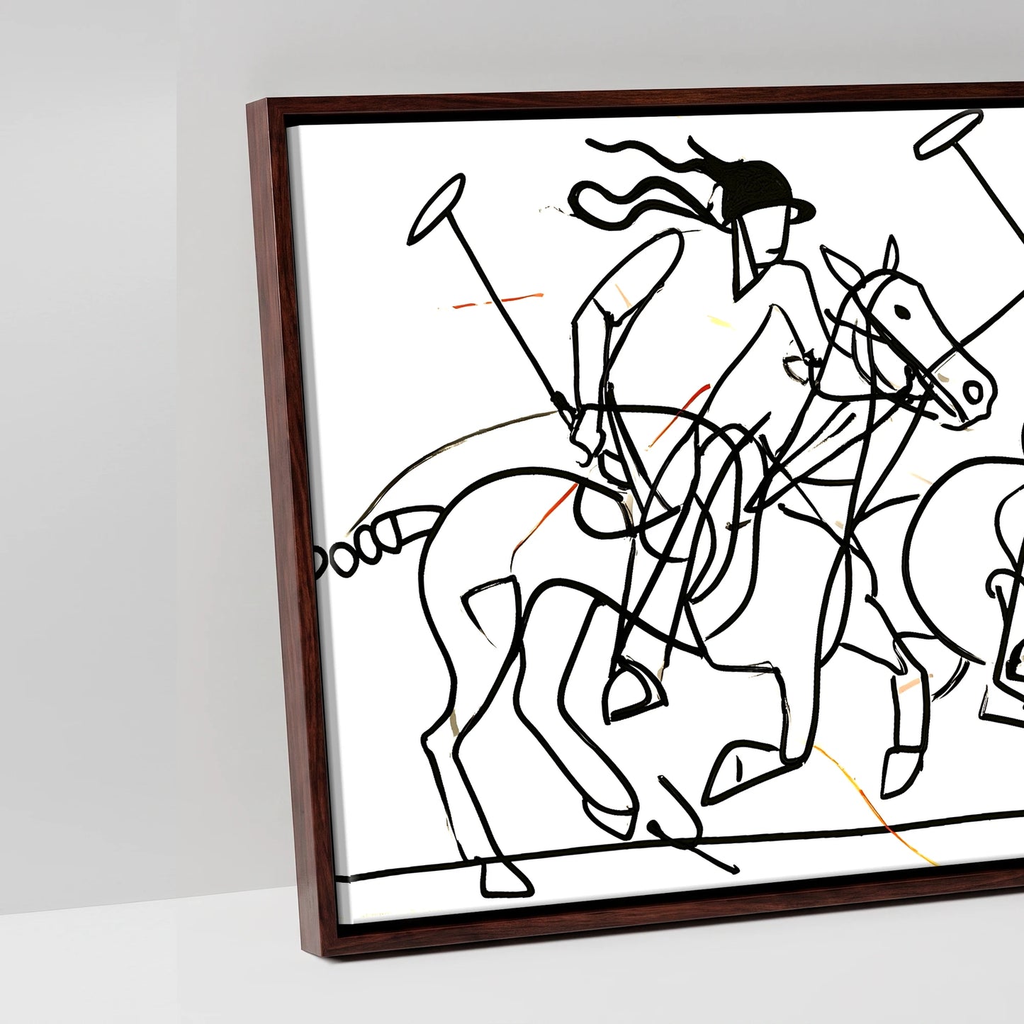The Line of Play - artwork detail in a brown float frame