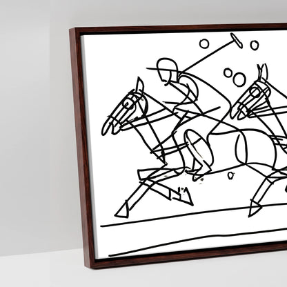 The Polo Line - artwork detail in a brown float frame