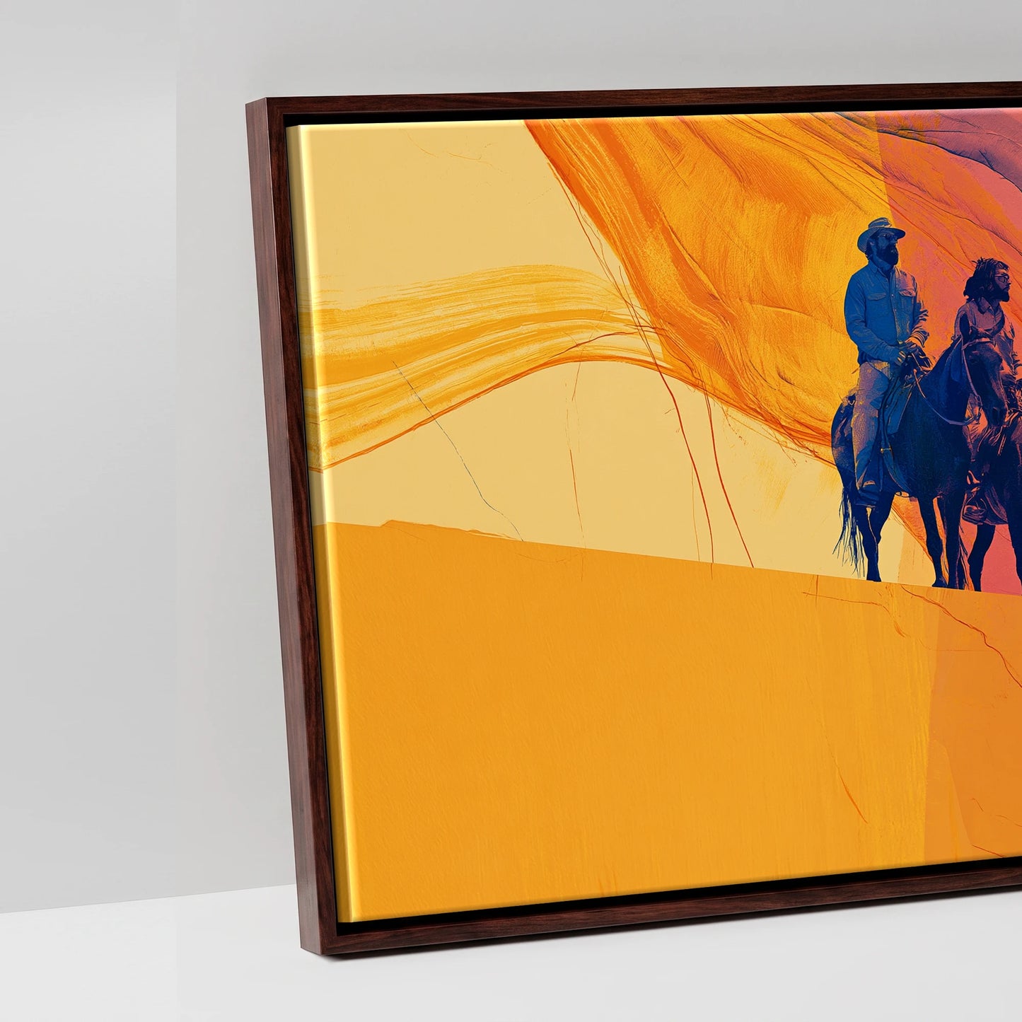 Riding the Horizon - artwork detail in a brown float frame