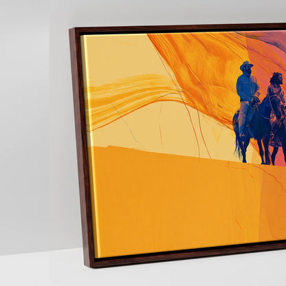 Riding the Horizon - artwork detail in a brown float frame