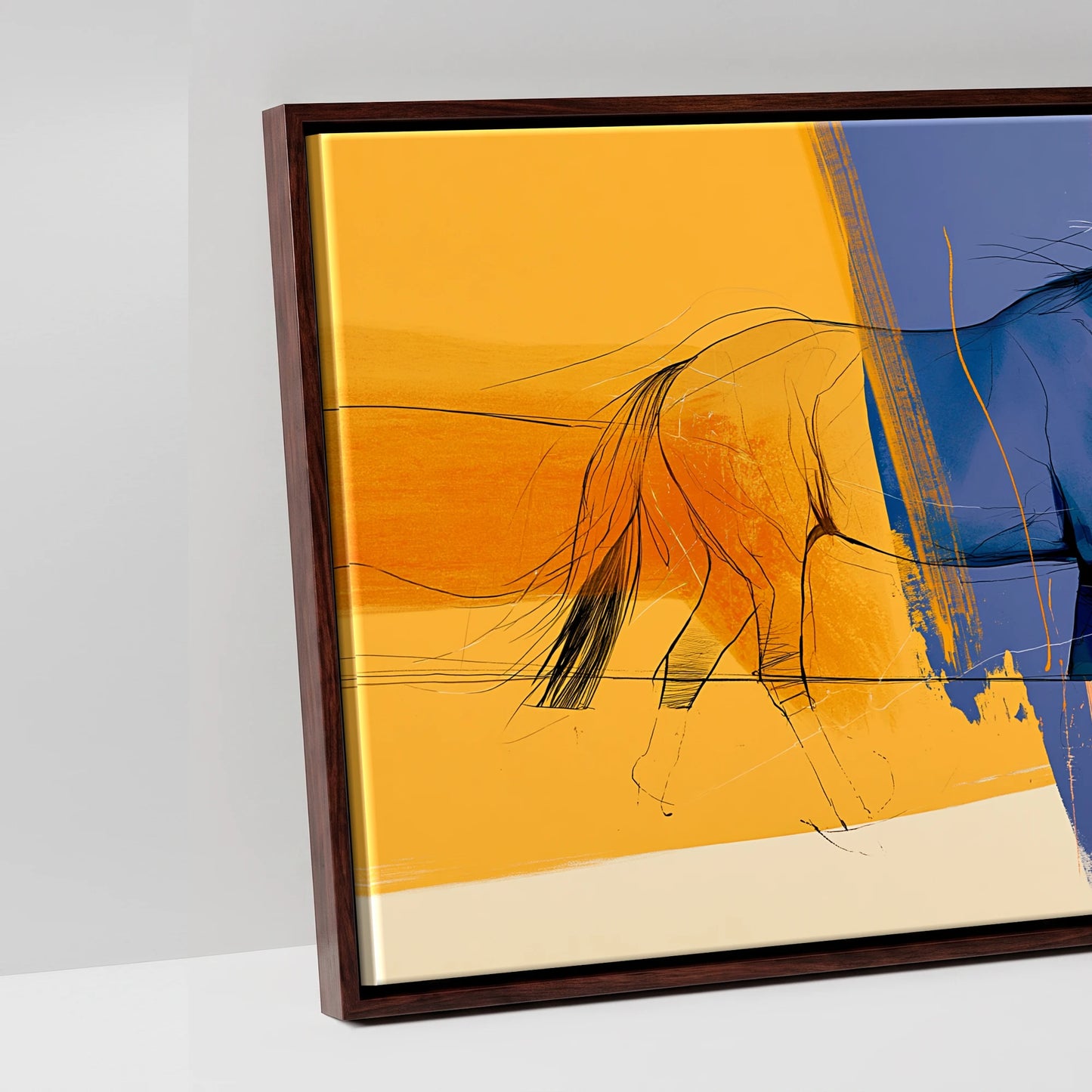 Prismatic Plains - artwork detail in a brown float frame