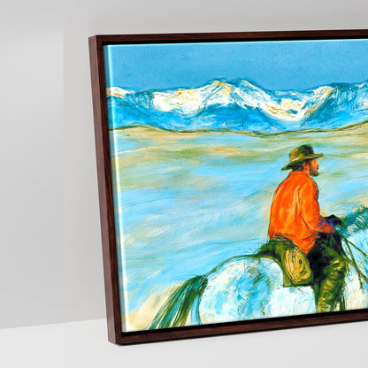 High Country Horizon - artwork detail in a brown float frame