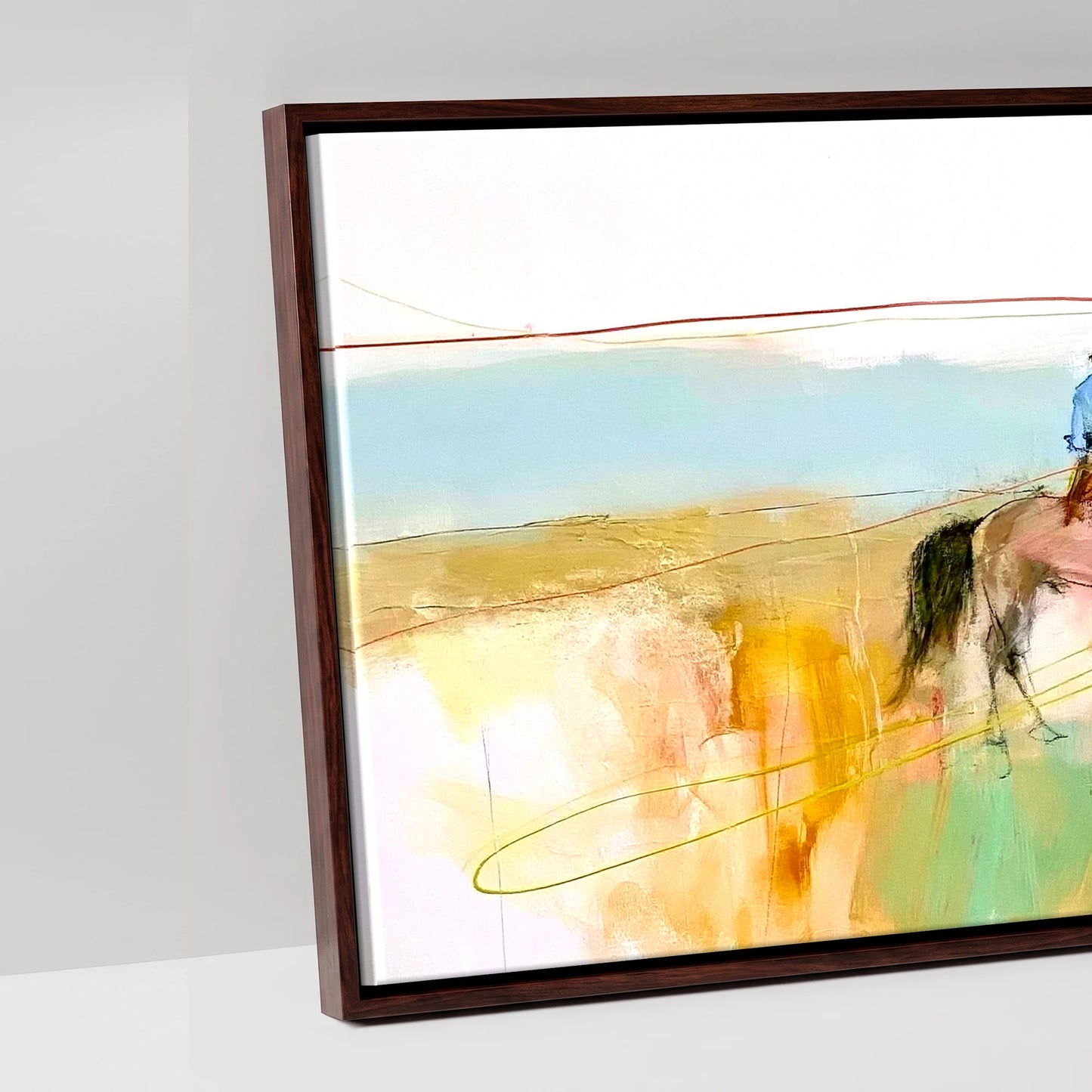 Across the High Plains - artwork detail in a brown float frame