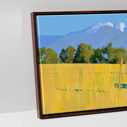 High Country Summer - artwork detail in a brown float frame