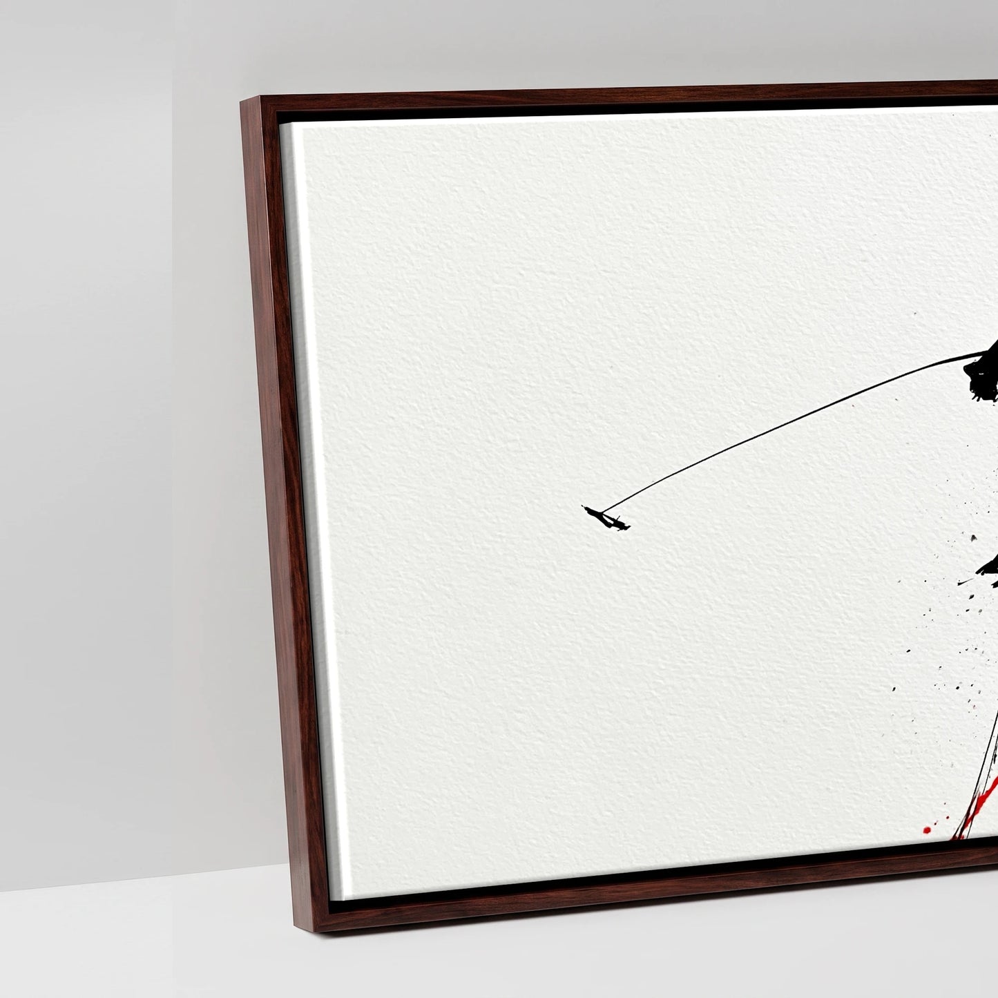 Crimson Polo Pursuit - artwork detail in a brown float frame