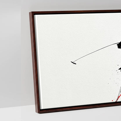 Crimson Polo Pursuit - artwork detail in a brown float frame