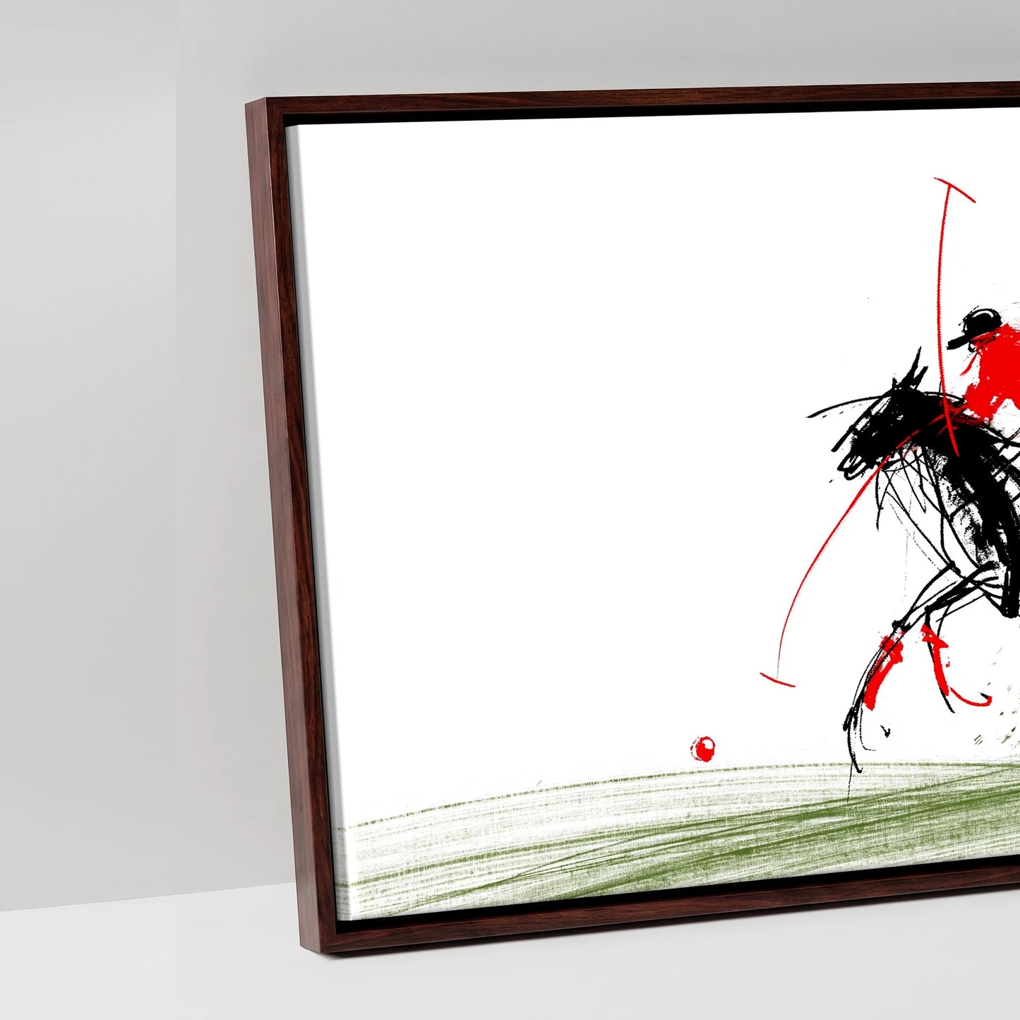 The Scarlet Charge - artwork detail in a brown float frame