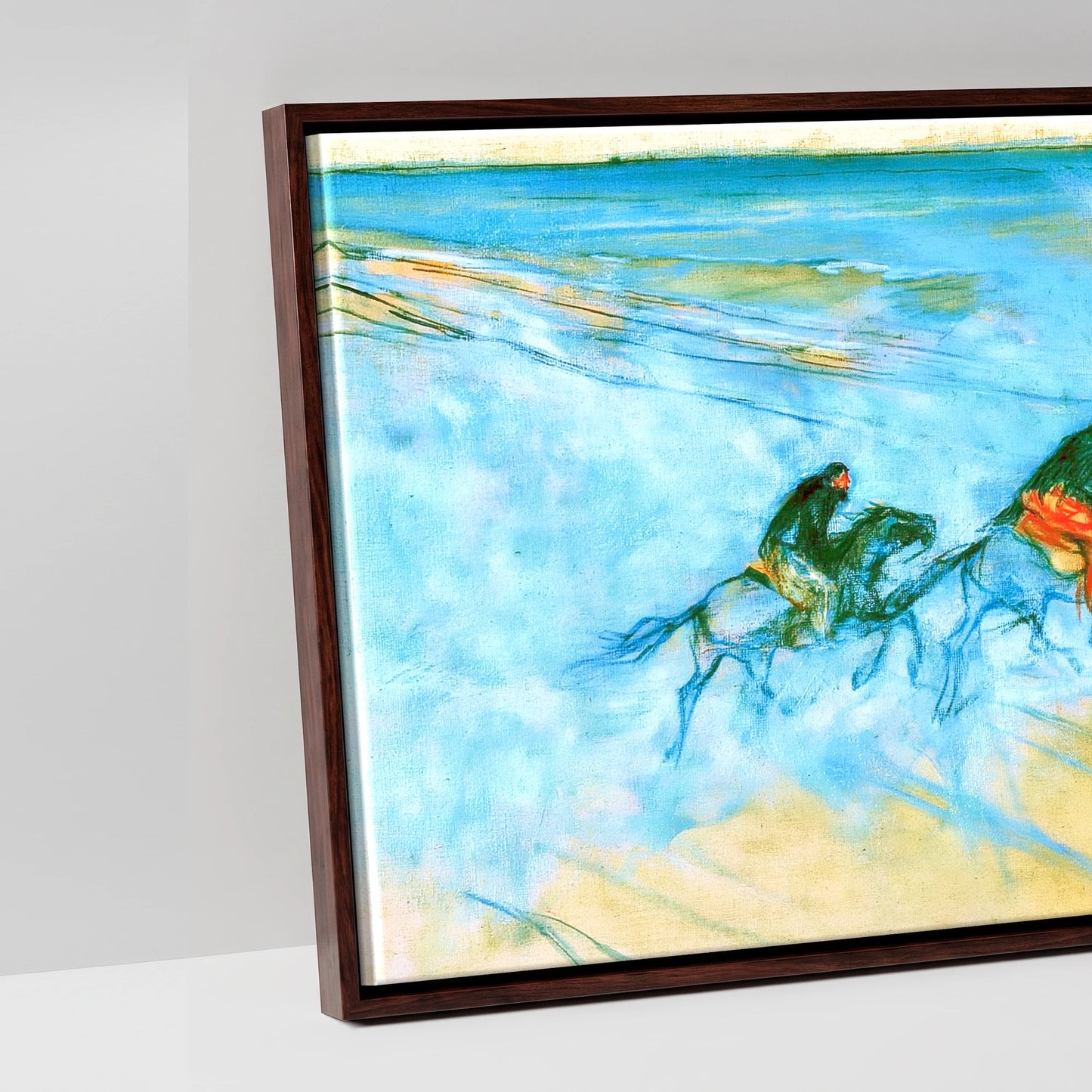 Racing the Tide - artwork detail in a brown float frame