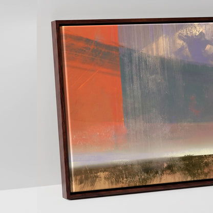 Sienna and Violet Haze - artwork detail in a brown float frame