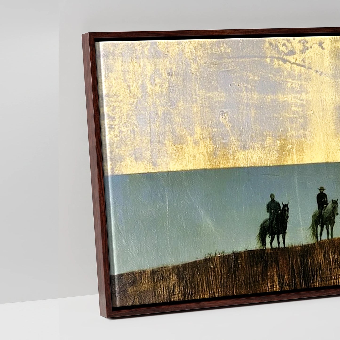 The Gilded Ridge - artwork detail in a brown float frame