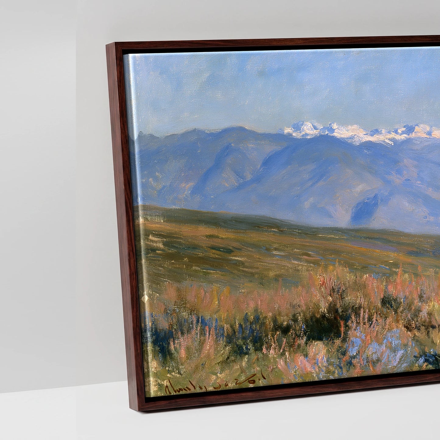 High Country Spirit - artwork detail in a brown float frame