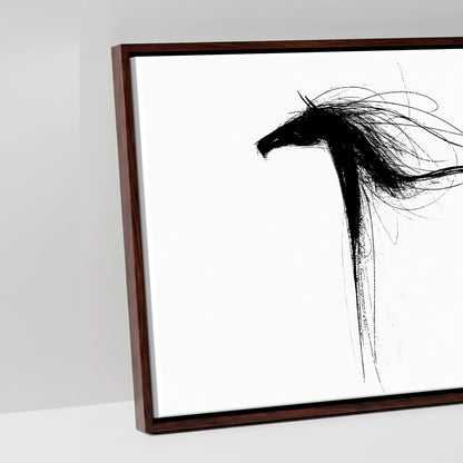 Crimson Streak Equines - artwork detail in a brown float frame