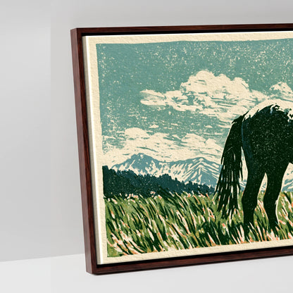 Rustic Range Silhouette - artwork detail in a brown float frame