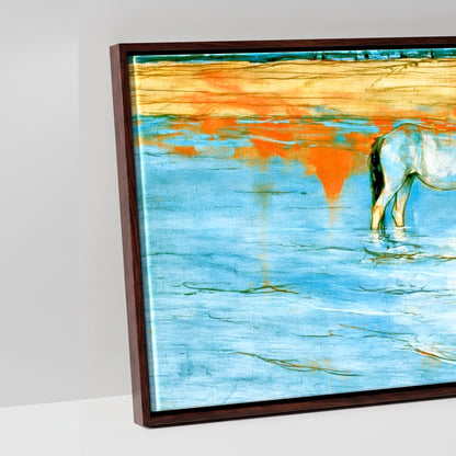 Cerulean Shoreline Greys - artwork detail in a brown float frame