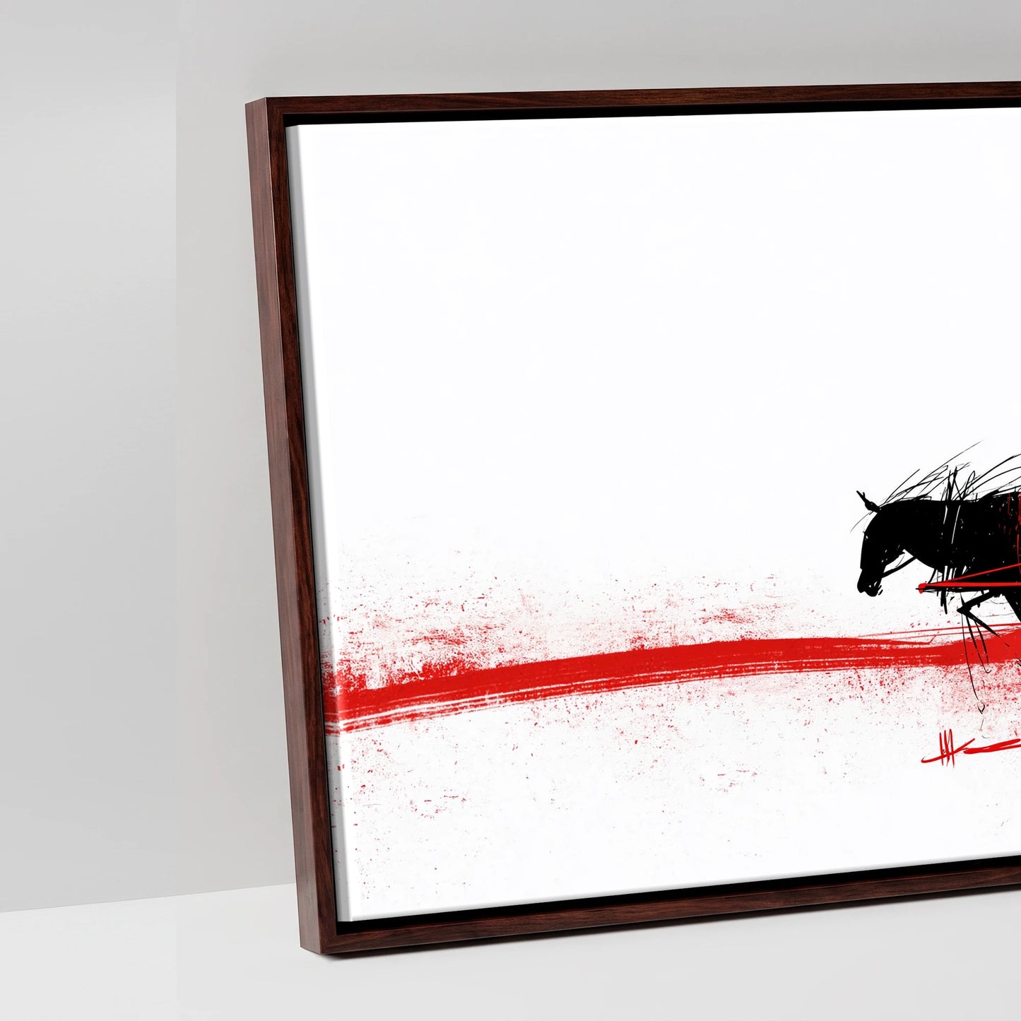 Crimson Traces - artwork detail in a brown float frame