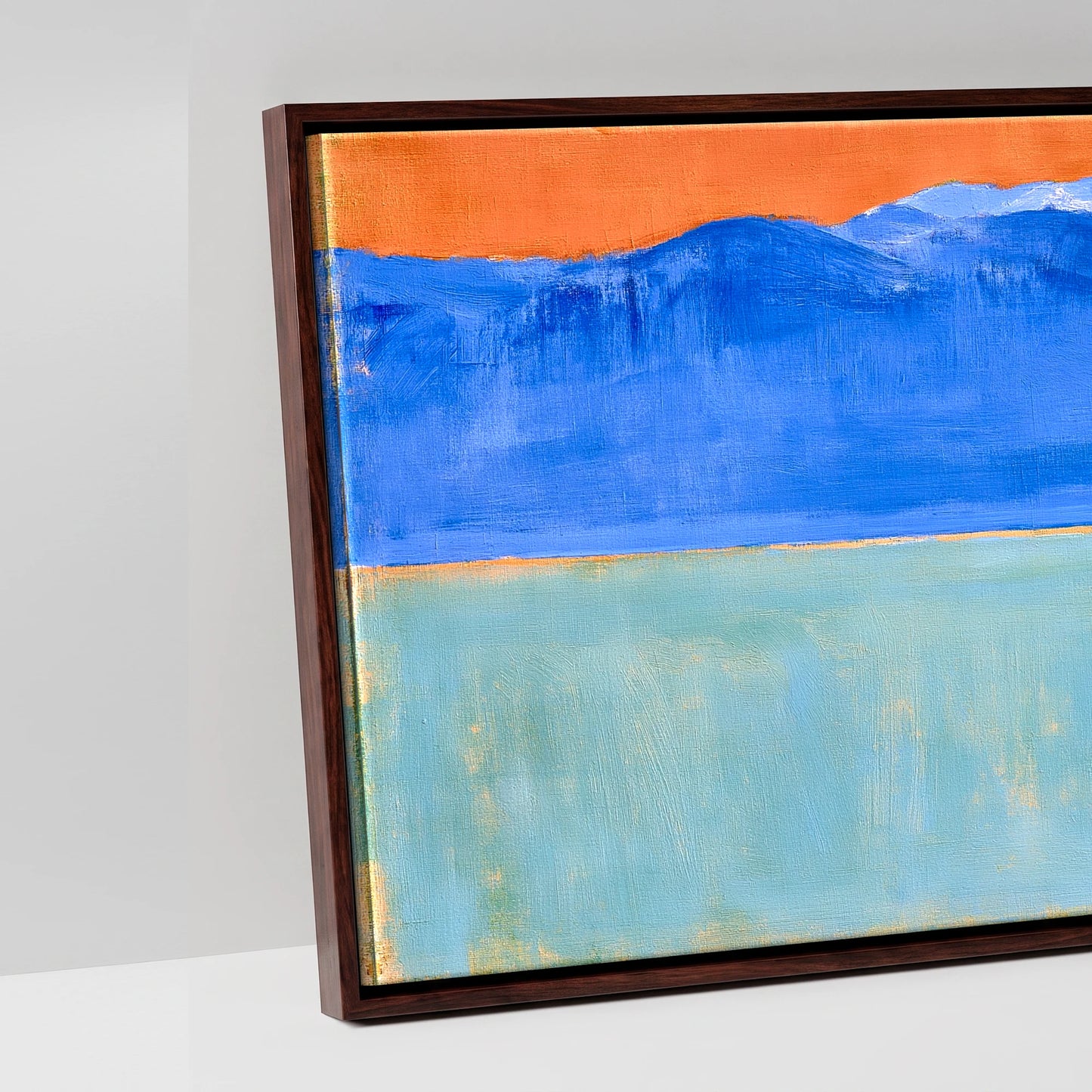 Terracotta Sky Solitude - artwork detail in a brown float frame