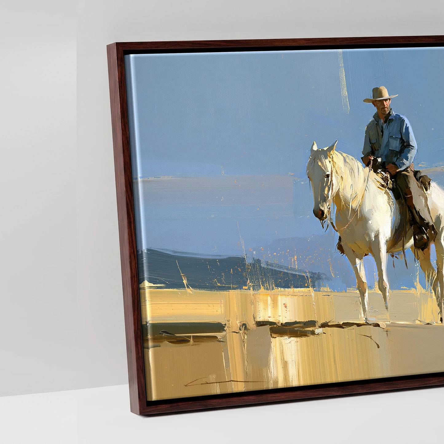 High Country Range - artwork detail in a brown float frame