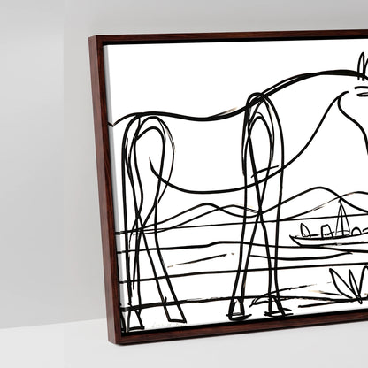 Equine Coastal Rhythm - artwork detail in a brown float frame
