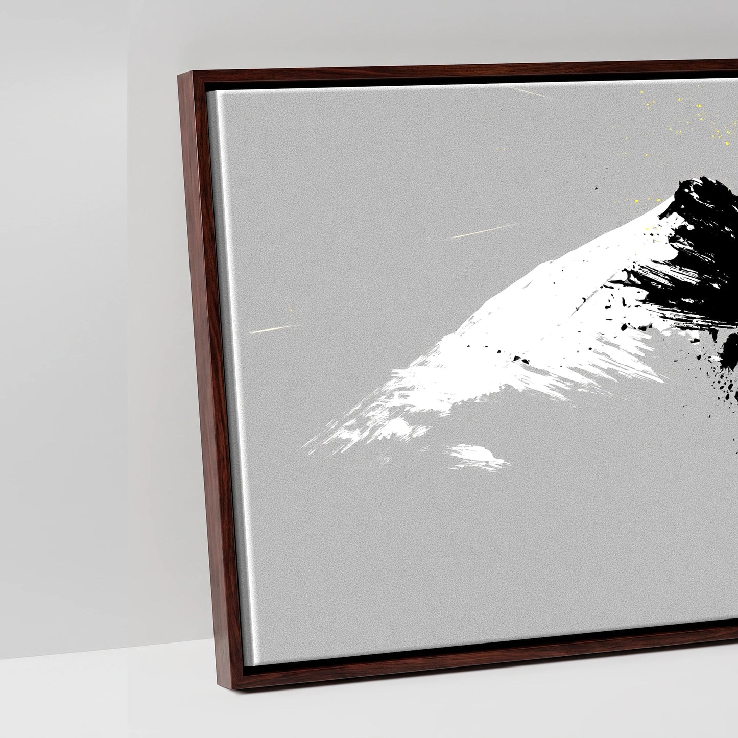 Bold Alpine Silhouette - artwork detail in a brown float frame