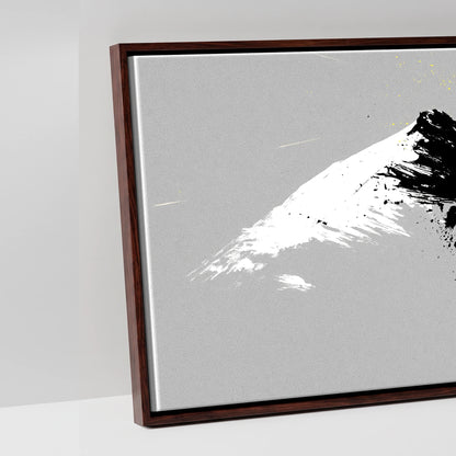 Bold Alpine Silhouette - artwork detail in a brown float frame