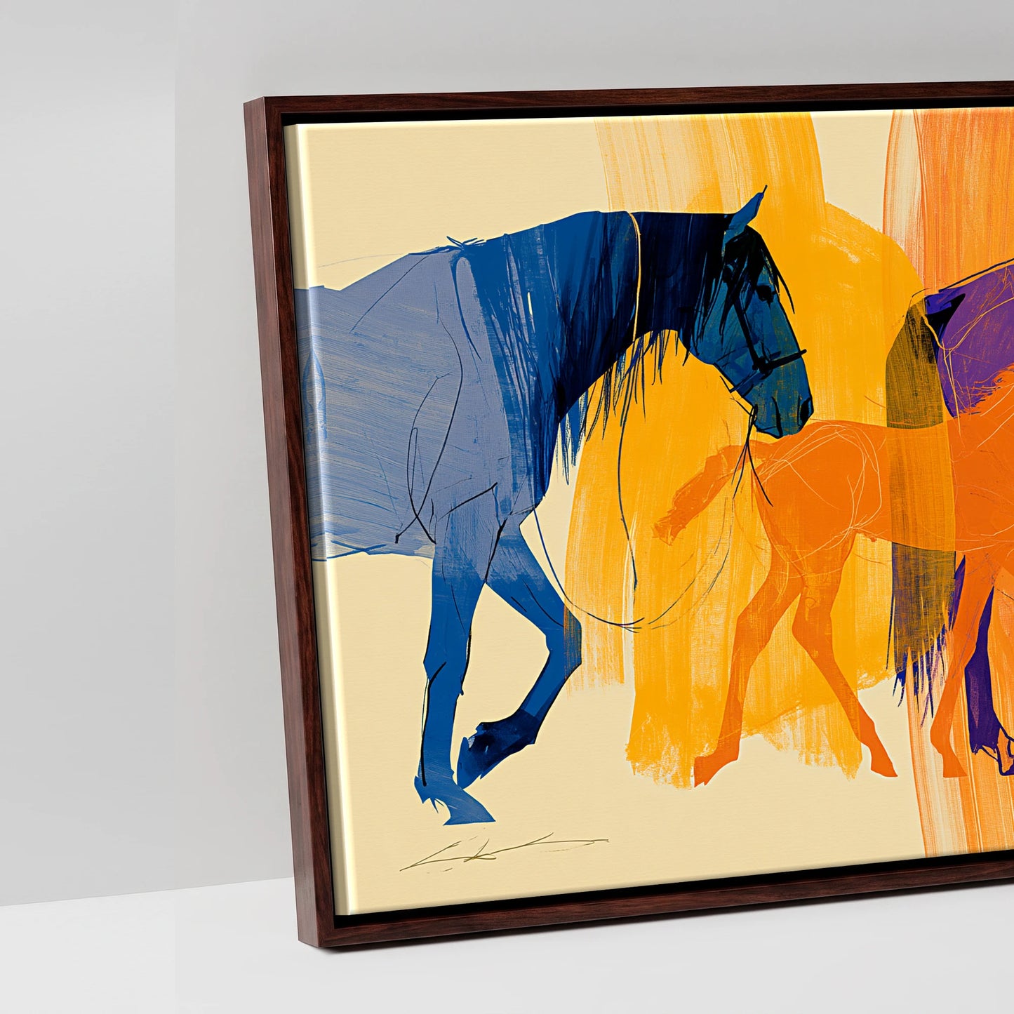 Vibrant Generations - artwork detail in a brown float frame