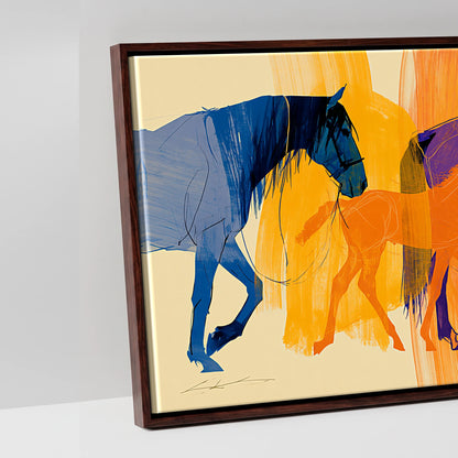 Vibrant Generations - artwork detail in a brown float frame