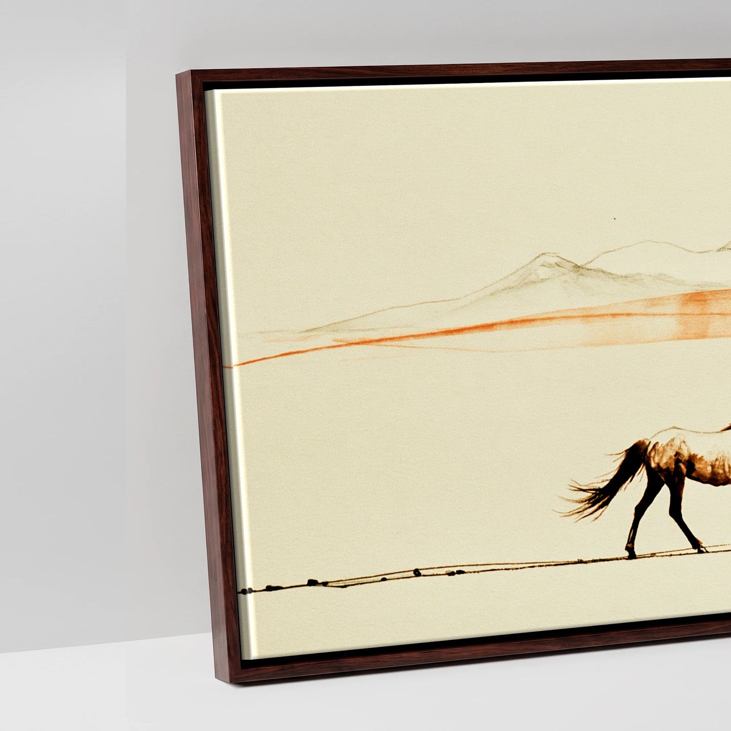 The Amber Horizon - artwork detail in a brown float frame