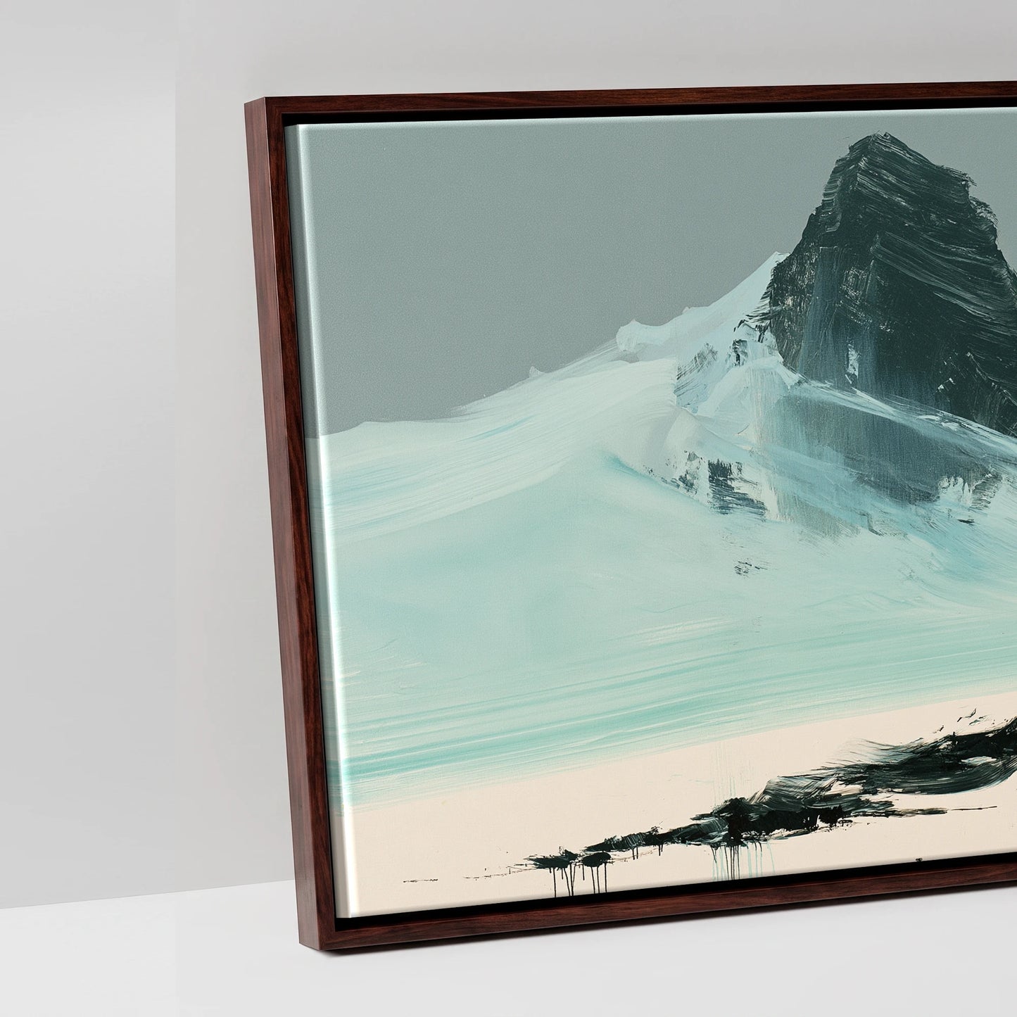 The Long Line - artwork detail in a brown float frame