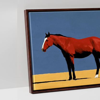 Scarlet Stallion Alpine Ridge - artwork detail in a brown float frame