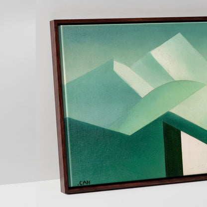 Structured Jade Equine - artwork detail in a brown float frame