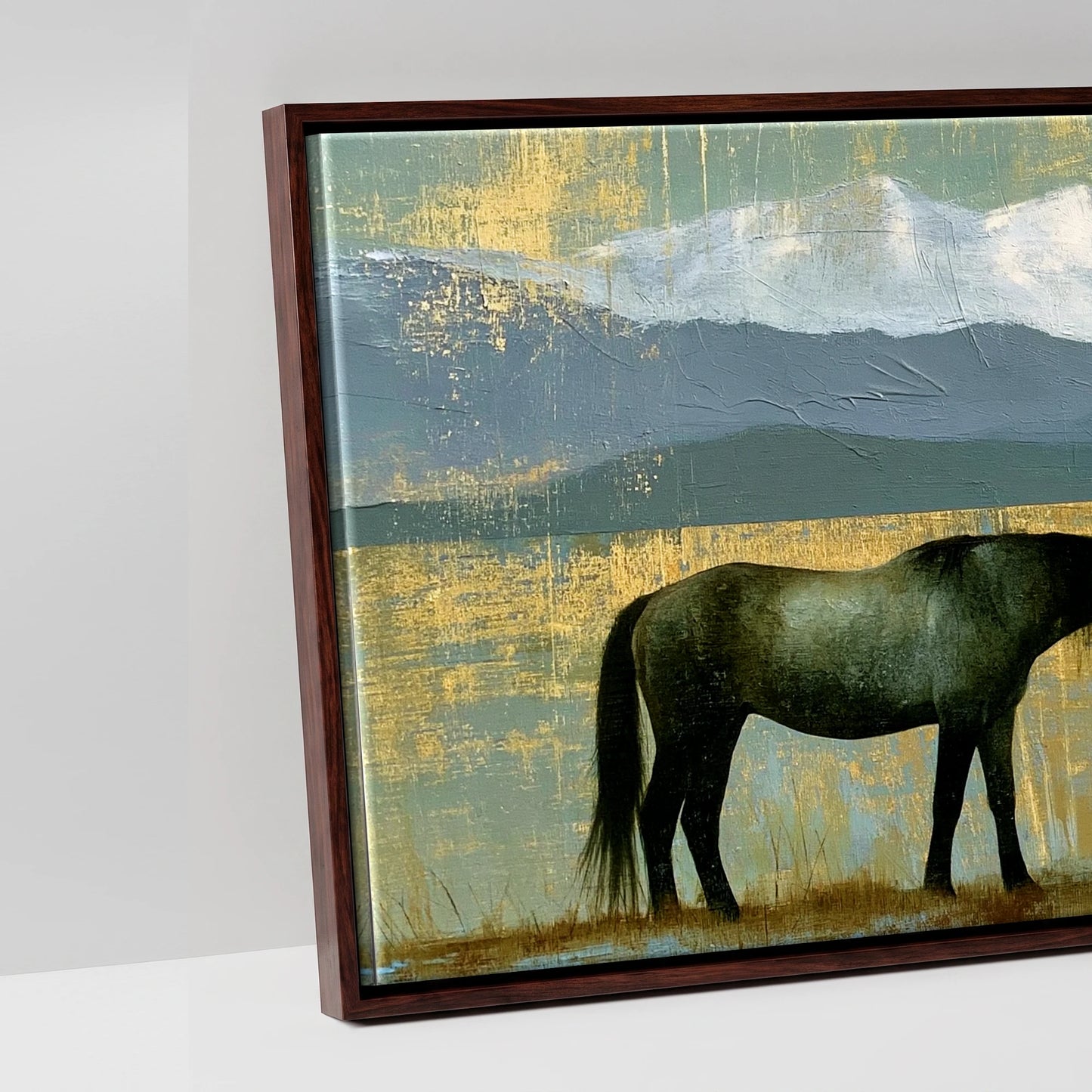 The Golden Expanse - artwork detail in a brown float frame