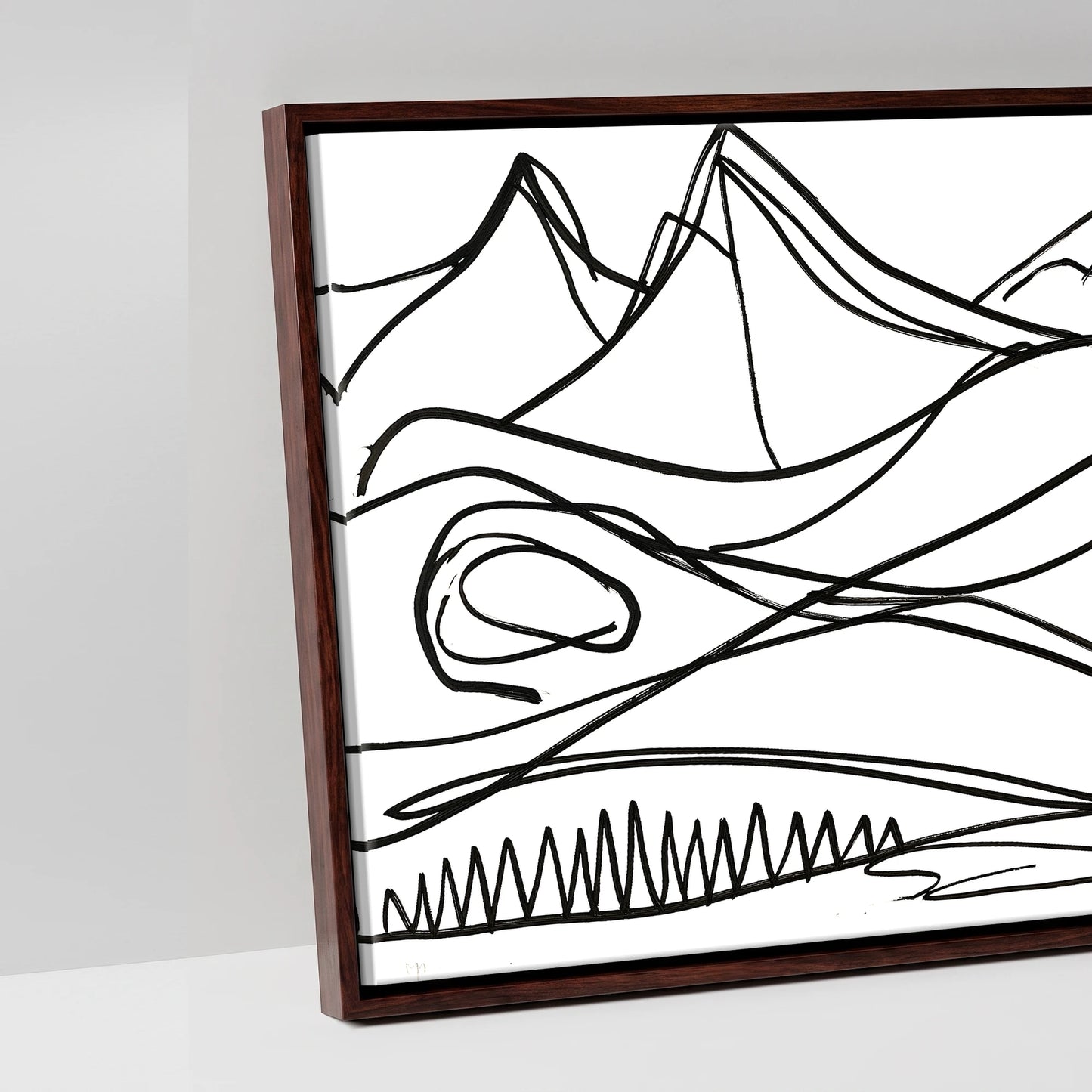 Bold Equine Contours - artwork detail in a brown float frame