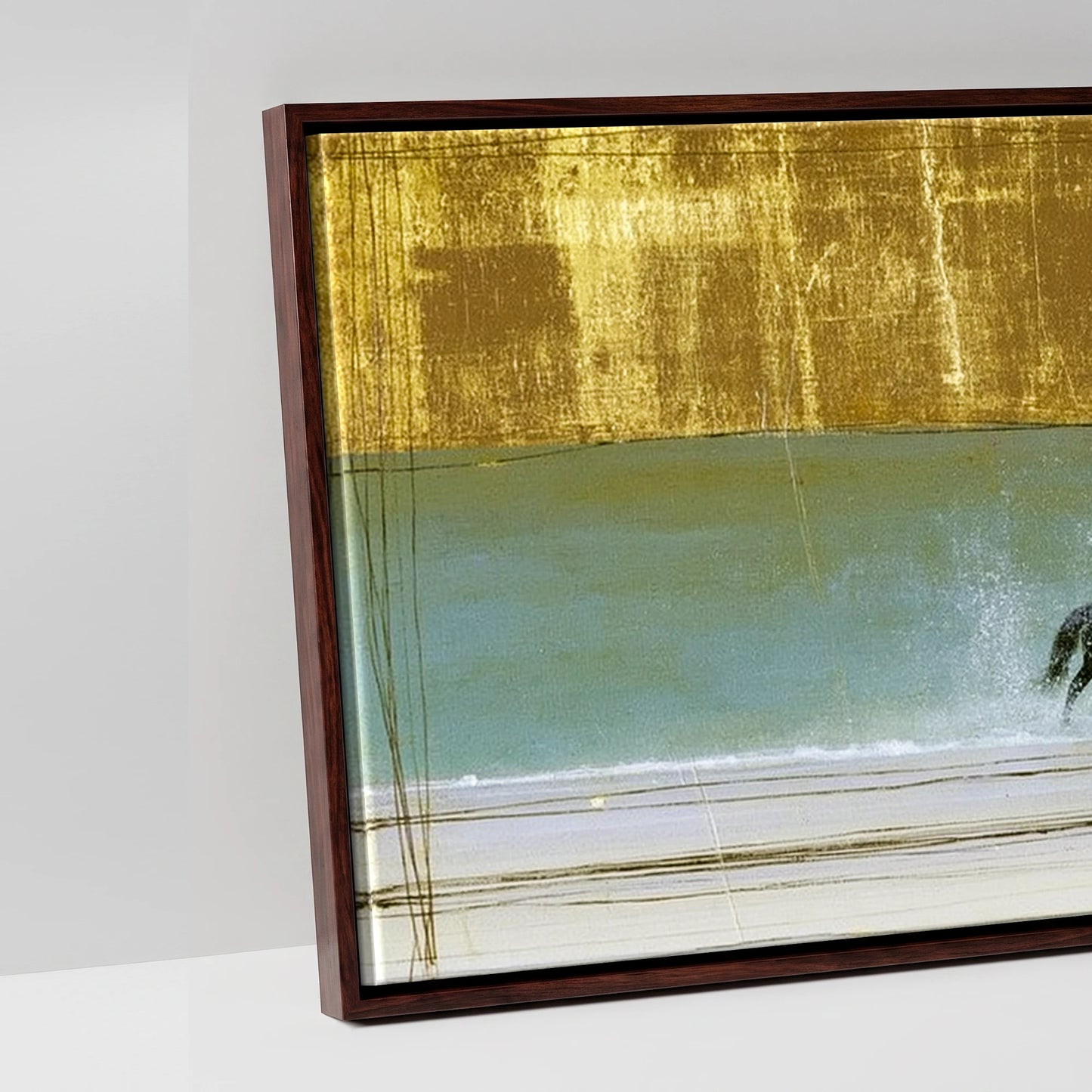 Gilded Shallows - artwork detail in a brown float frame