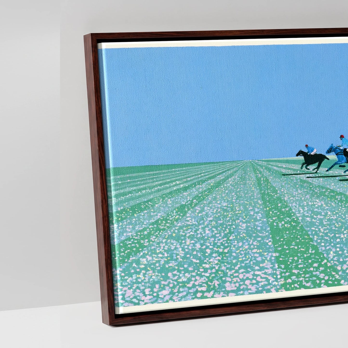 Rhythm of the Chukka - artwork detail in a brown float frame