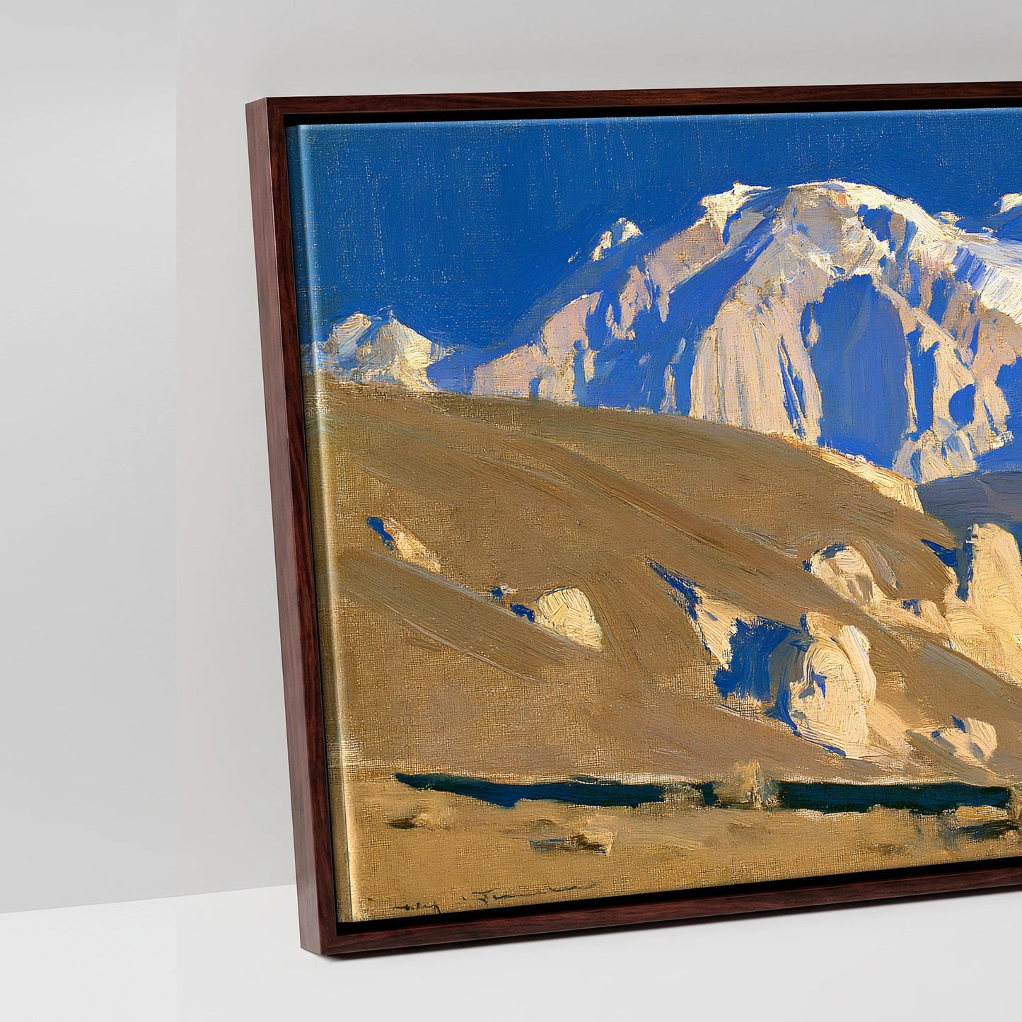 Sunlit Ridge - artwork detail in a brown float frame